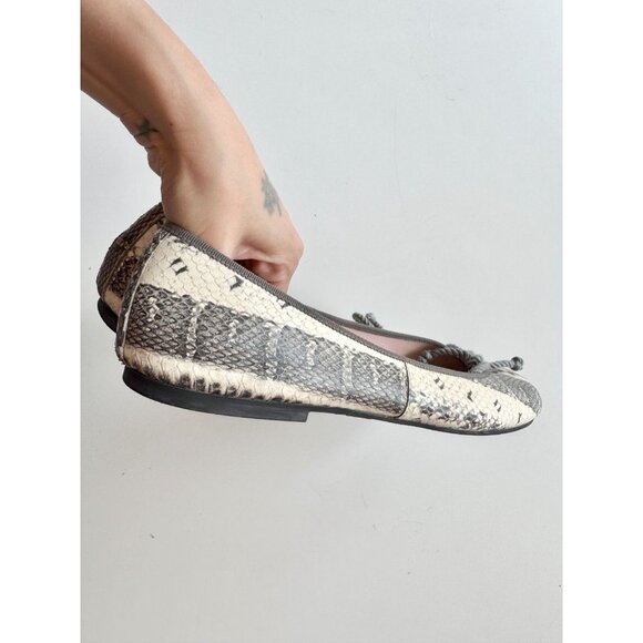 PRETTY BALLERINAS Rosario Sand Snake Embossed Leather Ballet Flats, Size 42 - Picture 5 of 14